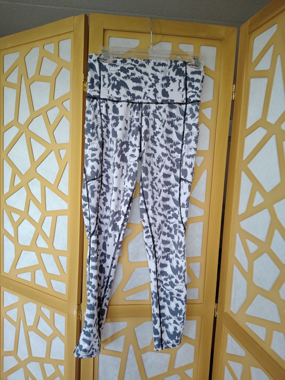 High-Waist Gray Patterned Women's Leggings